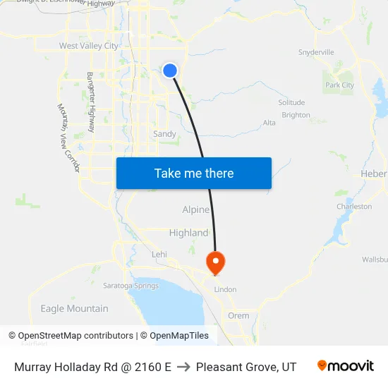 Murray Holladay Rd @ 2160 E to Pleasant Grove, UT map