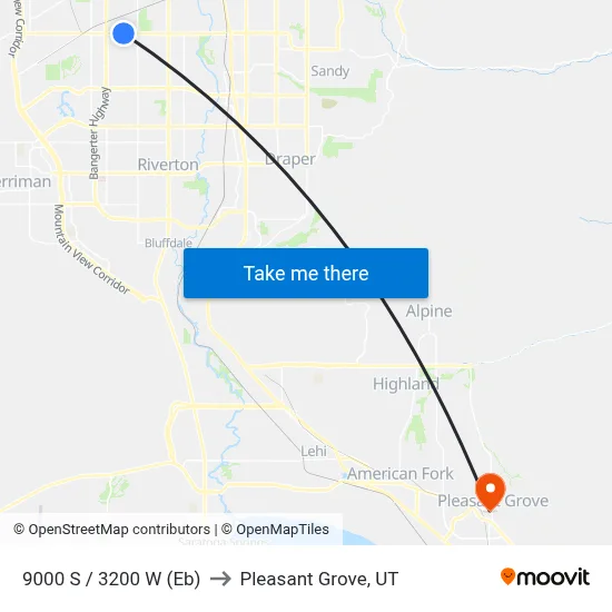 9000 S / 3200 W (Eb) to Pleasant Grove, UT map