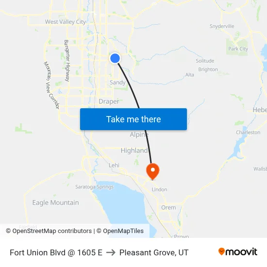 Fort Union Blvd @ 1605 E to Pleasant Grove, UT map