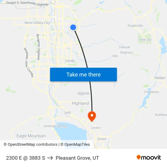 2300 E @ 3883 S to Pleasant Grove, UT map