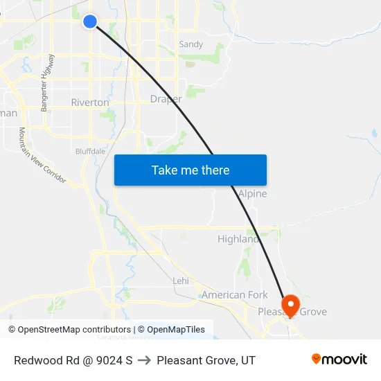 Redwood Rd @ 9024 S to Pleasant Grove, UT map