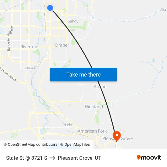 State St @ 8721 S to Pleasant Grove, UT map