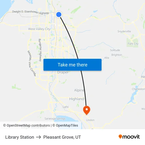 Library Station to Pleasant Grove, UT map