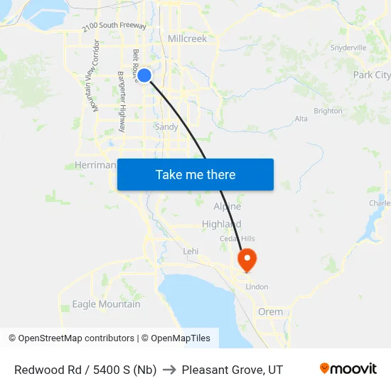 Redwood Rd / 5400 S (Nb) to Pleasant Grove, UT map