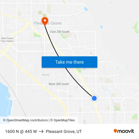 1600 N @ 445 W to Pleasant Grove, UT map