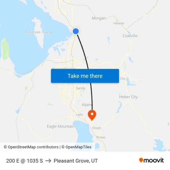 200 E @ 1035 S to Pleasant Grove, UT map