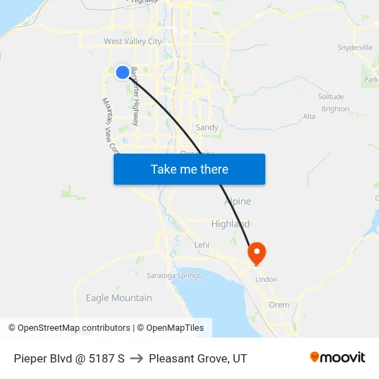 Pieper Blvd @ 5187 S to Pleasant Grove, UT map