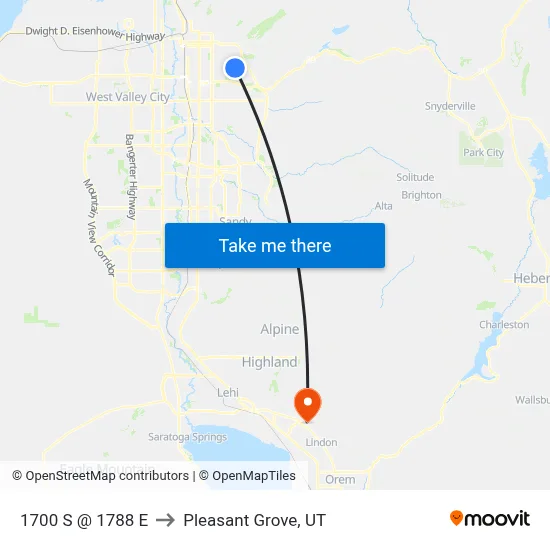 1700 S @ 1788 E to Pleasant Grove, UT map