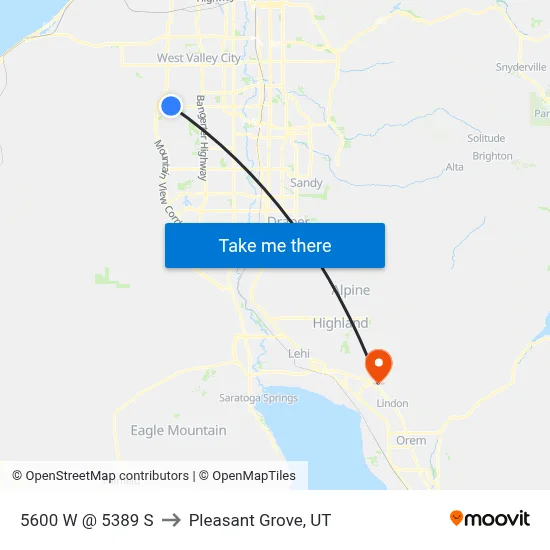 5600 W @ 5389 S to Pleasant Grove, UT map