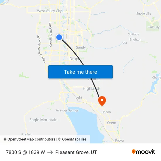7800 S @ 1839 W to Pleasant Grove, UT map