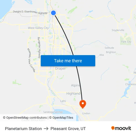 Planetarium Station to Pleasant Grove, UT map