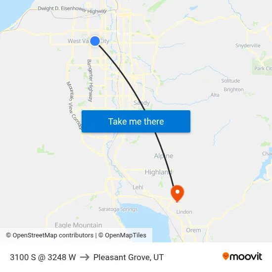 3100 S @ 3248 W to Pleasant Grove, UT map