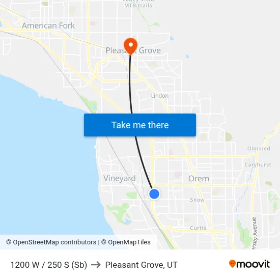 1200 W / 250 S (Sb) to Pleasant Grove, UT map