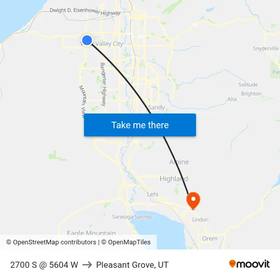 2700 S @ 5604 W to Pleasant Grove, UT map