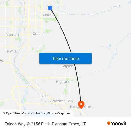 Falcon Way @ 2156 E to Pleasant Grove, UT map