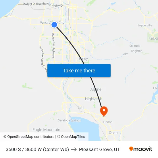 3500 S / 3600 W (Center Wb) to Pleasant Grove, UT map