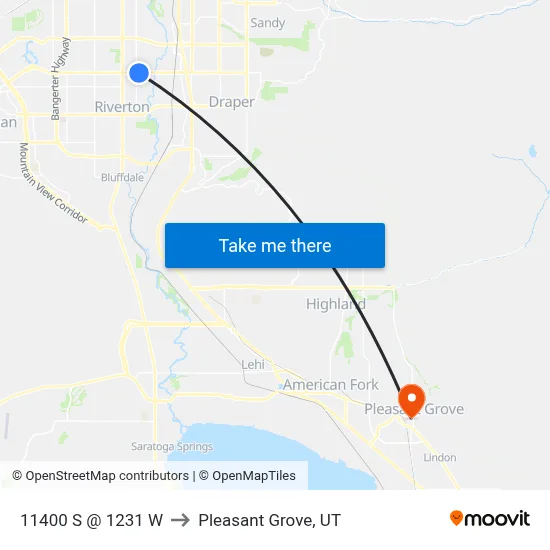 11400 S @ 1231 W to Pleasant Grove, UT map