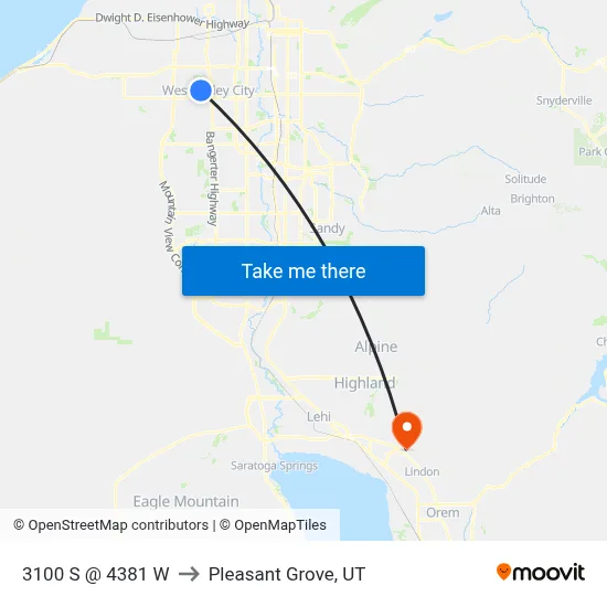 3100 S @ 4381 W to Pleasant Grove, UT map