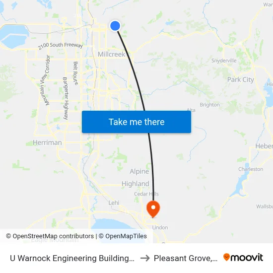 U Warnock Engineering Building (Sb) to Pleasant Grove, UT map