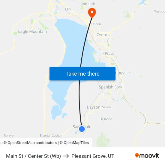 Main St / Center St (Wb) to Pleasant Grove, UT map
