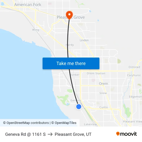 Geneva Rd @ 1161 S to Pleasant Grove, UT map
