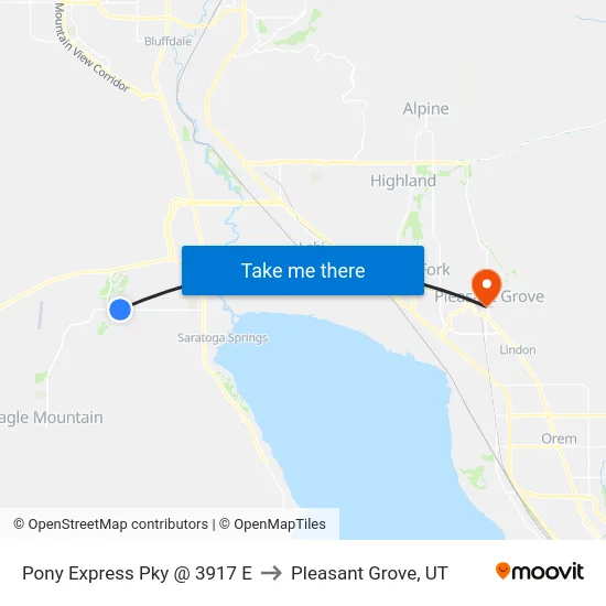 Pony Express Pky @ 3917 E to Pleasant Grove, UT map