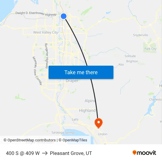 400 S @ 409 W to Pleasant Grove, UT map