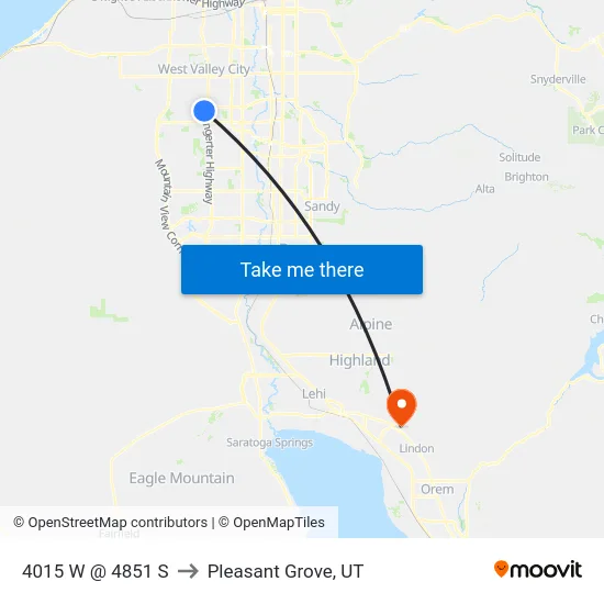 4015 W @ 4851 S to Pleasant Grove, UT map