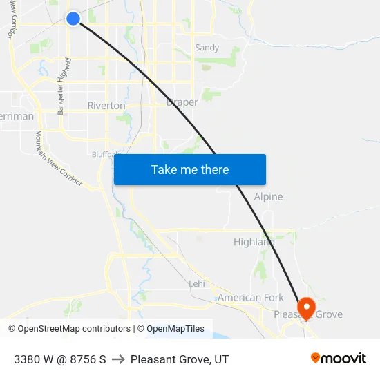3380 W @ 8756 S to Pleasant Grove, UT map