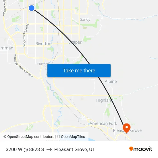 3200 W @ 8823 S to Pleasant Grove, UT map