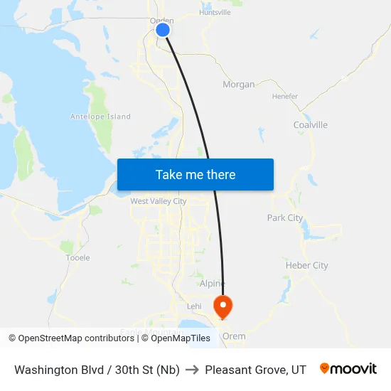 Washington Blvd / 30th St (Nb) to Pleasant Grove, UT map