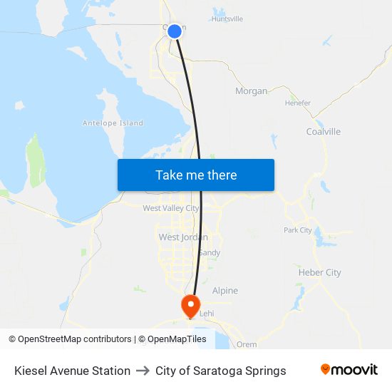 Kiesel Avenue Station to City of Saratoga Springs map