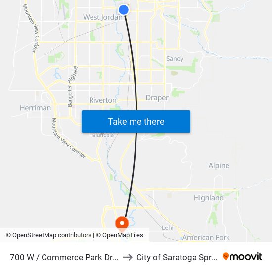 700 W / Commerce Park Dr (Nb) to City of Saratoga Springs map