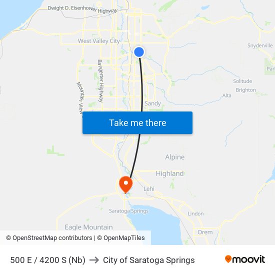 500 E / 4200 S (Nb) to City of Saratoga Springs map
