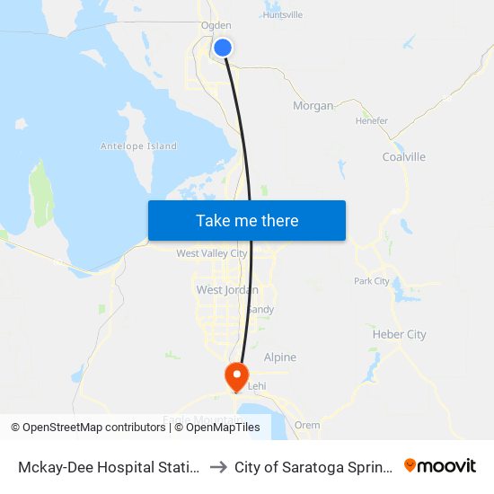 Mckay-Dee Hospital Station to City of Saratoga Springs map