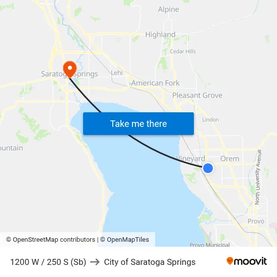 1200 W / 250 S (Sb) to City of Saratoga Springs map