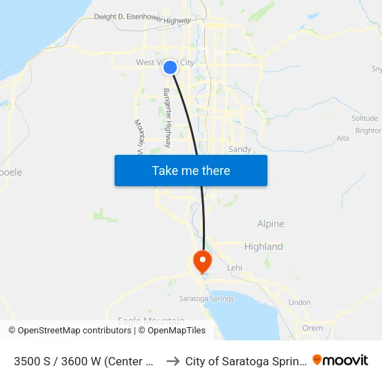 3500 S / 3600 W (Center Wb) to City of Saratoga Springs map