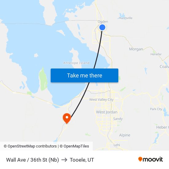 Wall Ave / 36th St (Nb) to Tooele, UT map