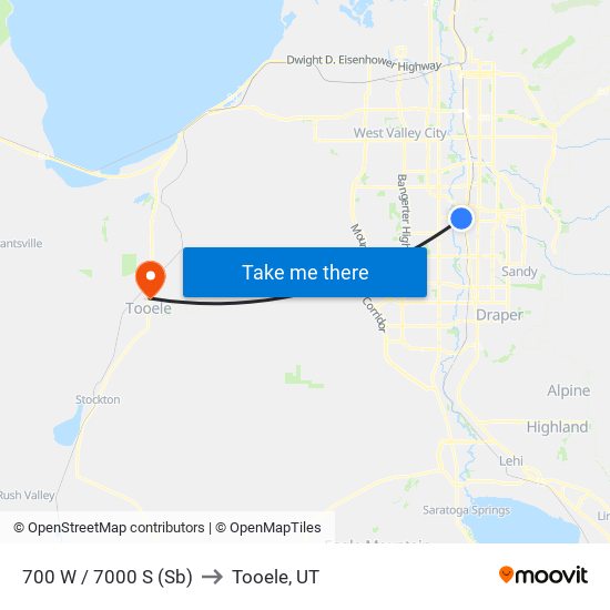 700 W / 7000 S (Sb) to Tooele, UT map