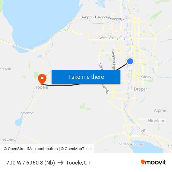 700 W / 6960 S (Nb) to Tooele, UT map