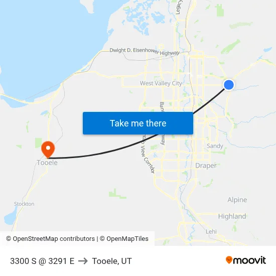 3300 S @ 3291 E to Tooele, UT map