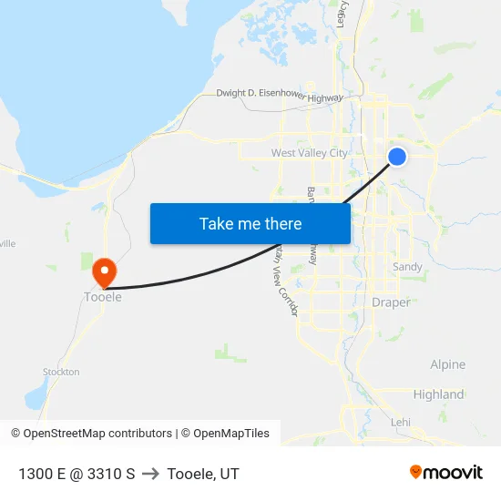 1300 E @ 3310 S to Tooele, UT map