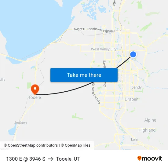 1300 E @ 3946 S to Tooele, UT map