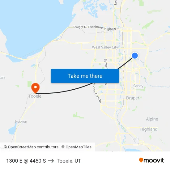 1300 E @ 4450 S to Tooele, UT map