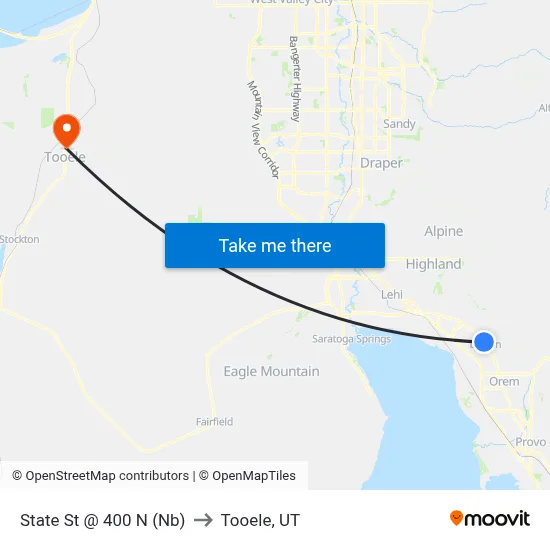 State St @ 400 N (Nb) to Tooele, UT map