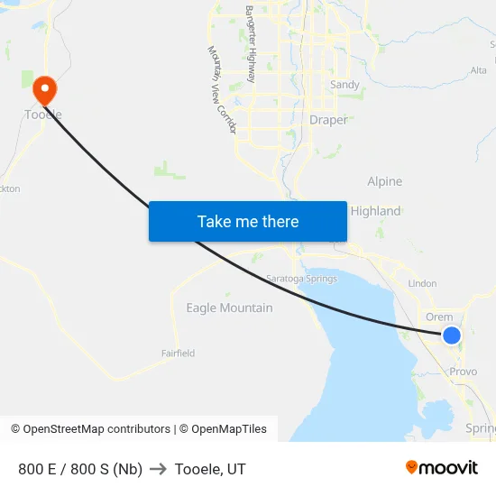 800 E / 800 S (Nb) to Tooele, UT map