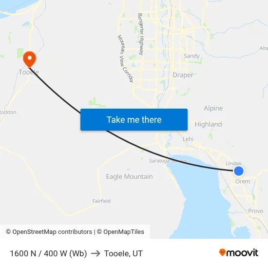 1600 N / 400 W (Wb) to Tooele, UT map