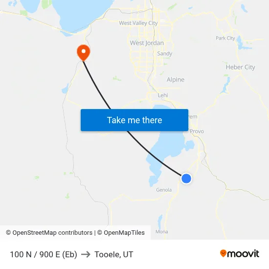 100 N / 900 E (Eb) to Tooele, UT map