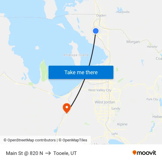 Main St @ 820 N to Tooele, UT map