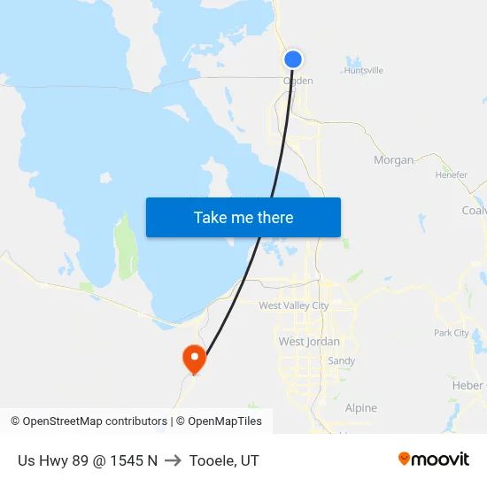 Us Hwy 89 @ 1545 N to Tooele, UT map